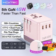 HCKTec Universal Travel Adapter 45W/65W/100W With USB+Type C International Plug Charger Fast Chargin