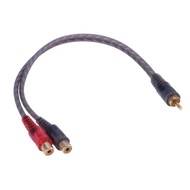 1pc 30cm 1 RCA Male to 2 RCA Female OFC Splitter Cable for Car Audio System