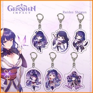 HK2 Genshin Impact Keychain Raiden Shogun Acrylic Keyring Bag Pendant Anime Key Chain Collection Gif