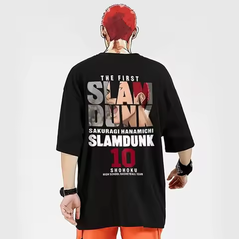 2024 Anime Slam Dunk Print T-Shirt Men's Oversized Japanese Manganese Cotton Short Sleeve Fast Shipp