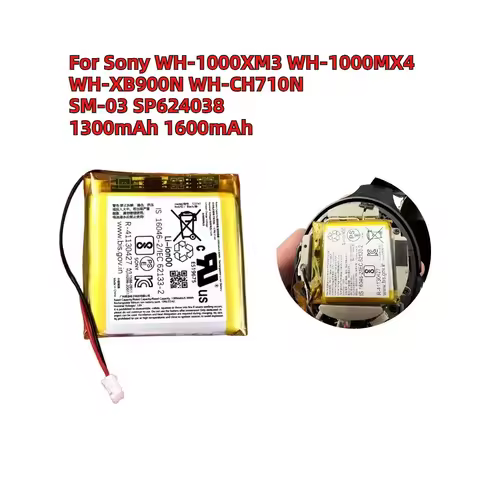 1300mAh 1600mAh For Sony WH-1000XM3 WH-1000XM4 SM-03 SP624038 WH-XB900N WH-CH710N Wireless Bluetooth