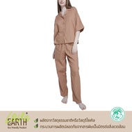 Wacoal Sleepwear ชุดนอนรูปแบบ pajamas oversize เสื้อคอฮาวายแขนสั้น พร้อมกางเกงขายาว รุ่น WN9E08