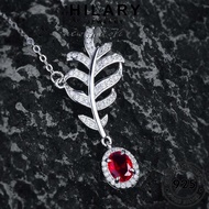 HILARY JEWELRY Original Sterling 純銀項鏈 Ruby For 925 Creative Feather Leher Korean Necklace Silver Pendant Rantai Accessories Perempuan Perak Women Chain N1569