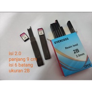 2.0 evercross 9 cm pencil lead 6 pieces 2B