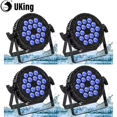 U`King 4Pcs LED Par Lights IP65 Waterproof Stage Light 18X10W RGBW Uplighting DMX Control Wash Light