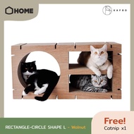 KAFBO HOME RECTANGLE-CIRCLE SHAPE L - Walnut ที่ลับเล็บแมว ที่ฝนเล็บแมว ที่ข่วนเล็บแมว ที่นอนแมว บ้า