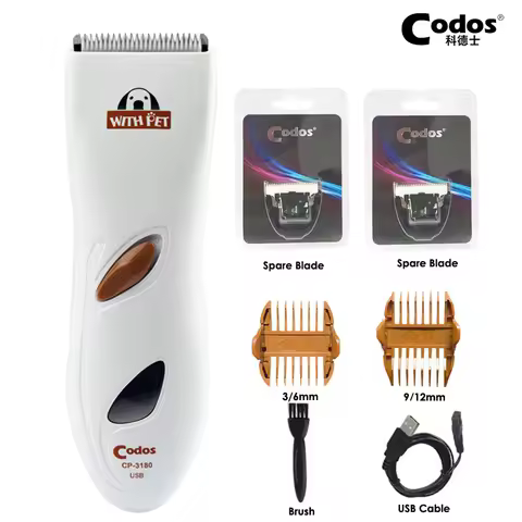 Codos CP3180 Dog Hair Trimmer Professional Electric USB Rechargeable Pet Animals Grooming Clippers C