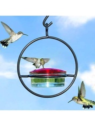 掛式鳥飼料器-金屬圓形鳥飼料器，適用於蜂鳥和其他野生鳥類飲水和餵食，易於清潔和耐用的戶外野鳥飼料器