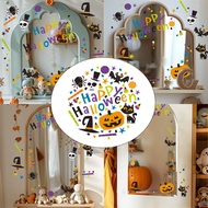 4pcs/set Halloween Pumpkin Bat Mirror Stickers Feel Free Wall Stickers Bedroom Living Room Wall Stic