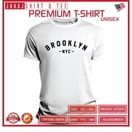 T-Shirt Cotton Brooklyn Putih Shirt Lelaki Shirt perempuan Baju lelaki Baju perempuan lengan pendek lengan panjang