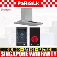 (Bulky)(Bundle) Bosch DWB98JQ50B Series 6 Cooker Hood + PRA3A6B70K Series 8 Gas Hob (PUB) + PKF375CA2E Series 2 Electric Hob