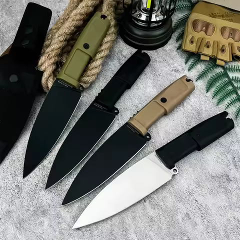 NEW 10.94" Fixed Blade Knife with Sheath 8Cr13Mov Steel Blade Forprene Handle Outdoor EDC Camping Hi
