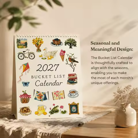 Bucket List Calendar 2027 Monthly Wall Planner 2027 Calendar Creative Bucket Family Calendar Month f