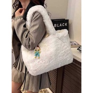 Winter Simple Large-Capacity Furry Bag Female 2025 Commuter All-Match Shoulder Bag Furry Bag Tote Ba