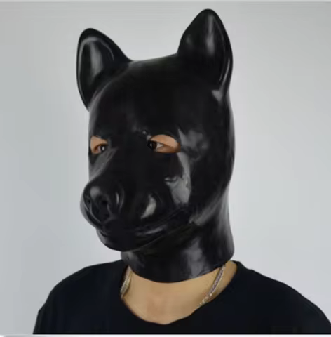 Natural Latex Full Head Dog Mask Rubber Hood suffocate Feitsh Mask Fetish Wear Props Halloween Costu