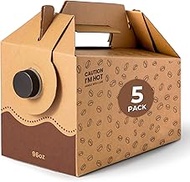 [5 Pack] Disposable Coffee Dispenser, Insulated Hot Cold Bulk Beverage Server Carafe, Box of Joe to 