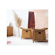 Rattan Wicker Storage Stool - Walnut/Honey