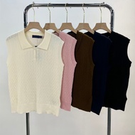 0VIG Ralp * LLL Sleeveless Vest POLO Collar Twisted Pure Color Pony Label Knitwear 2025 Classic Wome