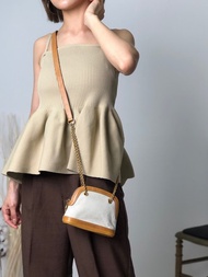 【日本直送 名牌中古包】CELINE 賽琳 經典貝殼造型 圓形 Logo 吊飾 皮革 啾啾包 鏈條肩背包 2aechi