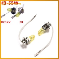 xo94bsby 2pcs White Fog Halogen Bulb 55W Golden Yellow Car Light 12V H3 Headlight lights MY
