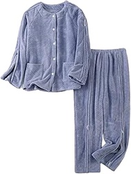 WBRSybUK Men's Nursing Clothes, Winter Hospital Gowns, Bedridden Patients, Thick with Zippers, Suita