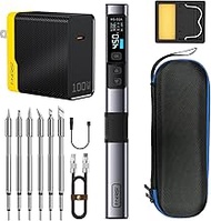 FNIRSI HS-02A 100W Portable Soldering Iron Kit, 212-842℉, Pre-set 3 Groups Temperature, 3 Soldering 