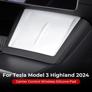 For TESLA Model 3 Highland 2023 2024 Silicone Charging Pad Non-Slip Armrest Box Bottom Mat Dust-Proo