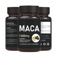 Maca Root + Panax Ginseng Powder Capsules 1500 Mg with Black + Red + Yellow Peruvian Maca Root &amp; Korean Panax Ginseng Supplement for Men and Women - Vegan Pills