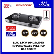 Pensonic PGC-2201G 3.0w, 3.5Kw 6mm 2 Buener Tempered Glass Table Top Gas Cooker