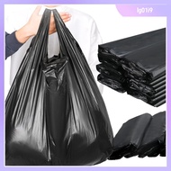 LG01I9 100pcs Black T-shirt Bags 14 x 21.6 inch Plastic Plastic Bags Grocery Shopping Bag