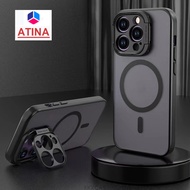 【ATINA】Foldable Camera Protection/Matte Acrylic hard case/Black color iPhone手机壳 苹果手机壳 compatible for iPhone 14 pro 13 pro max case