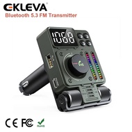 EKLEVA เครื่องส่งสัญญาณ FM บลูทูธ5.3สำหรับรถยนต์ปรับเสียงแหลมและเสียงเบสได้ PD30W เพลงรองรับผู้เล่นช