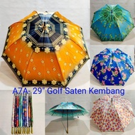 Payung Golf Jumbo Bahan Satin/Saten Motif Kembang