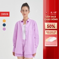 [July 22-29 Great price at livestream] CANIFA women's cotton shirt with long sleeves, loose fit 6TH2