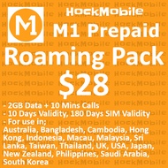 M1 Prepaid $28 Roaming Pack 2GB Data + 10 Mins Calls 10Days / Mobile Topup / Recharge