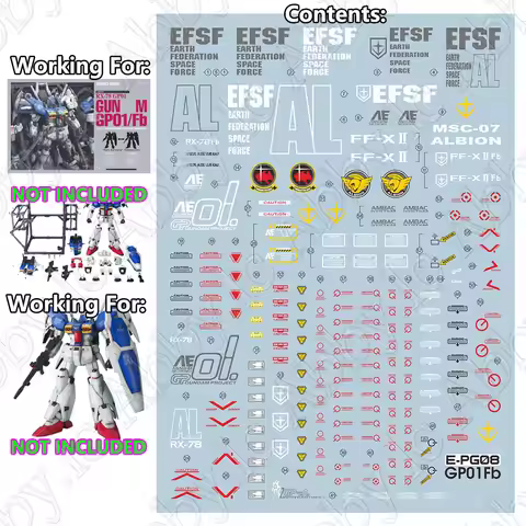 For PG 1/60 RX-78GP01 Zephyranthes Full Burnern Perfect Grade GP01 GP01FB Water Slide Pre-Cut UV Lig