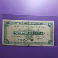 uang kuno setengah rupiah ori 1945