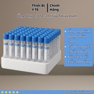 EDTA Anticoagulant Test Tube, Blue Cap Container, 2ml, Enough 100 Tubes/Blister