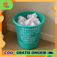 EK Contents 3 pcs Large Round Trash Cans Plastic Trash Baskets Large Bin Trash Bin Rubbish Bin