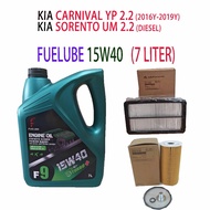 KIA CARNIVAL YP 2.2  2016y , SORENTO UM 2.2  OIL FILTER + AIR FILTER + FUELUBE 15W40 7LITER MINERAL 