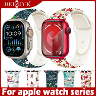 คริสต์มาสสำหรับ for apple watch ultra / ultra 2 49mm Series 9 8 7 41 มม. 45 มม. สายนาฬิกาซิลิโคนสร้อยข้อมือกีฬา for apple watch series 9 8 7 6 5 4 3 SE 44/40/42 มม. 38 มม.