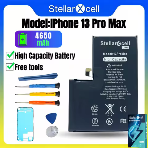 StellarXcell for iPhone Battery 13 Series IP13 13Pro 13ProMax 13Mini Replacement Battery Show 100% H