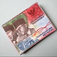 Dompet Uang Rp 75,000 Dompet Lipat Pria Kulit Sintetis Dompet Pria