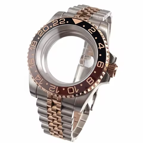 40mm Two Tone Rose Golden Mens Watch Case for SUB GMT Watch Mod NH34A NH35A NH36 NH70 NH38 NH39 ETA 