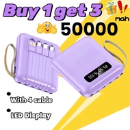 Power bank 50000mah original powerbank fast charging powerbank mini with 4 cable Digital Display LED