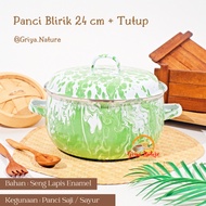 HIJAU GRIYA NATURE 24 cm Blirik Pan + Lid | Serving Pot Vegetable Pot/ Striped Bowl/ Striped Striped