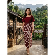 DRESS BURIEK PRINT LABUH BELAHAN TEPI GAWAI DRESS SARAWAK DRESS BORNEO DRESS DRESS BURIEK SPLIT DRES
