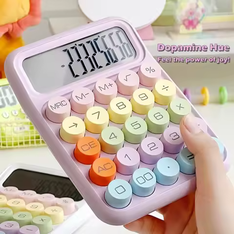 1pc Keyboard Calculator Office 12-digit Mechanical Calculator Cute Candy Color Calculator Battery no