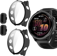 Compatible for Garmin Forerunner 570 Case with Dust Plug, Lamshaw Case with Tempered Glass Screen Pr
