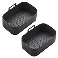 2Pcs Silicone Pot for Air Fryer Reusable Silicone Air Fryer Liner Foldable Basket Air Fryer Rack wit